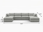 160" Black Linen Blend Modular Sofa With Ottomans Toss Pillows And Storage