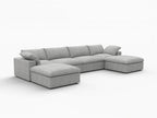 160" Black Linen Blend Modular Sofa With Ottomans Toss Pillows And Storage