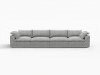 160" White Linen Blend Modular Sofa With Toss Pillows
