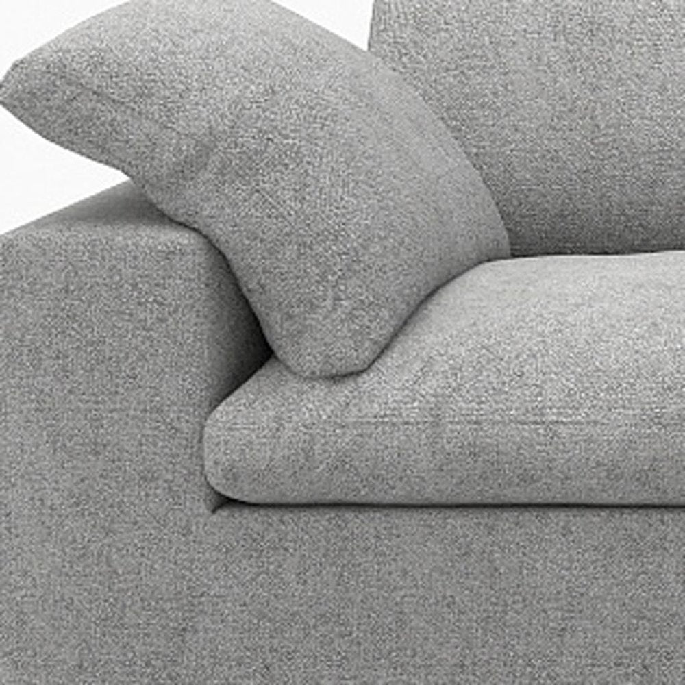 120" White Linen Blend Modular Sofa With Toss Pillows