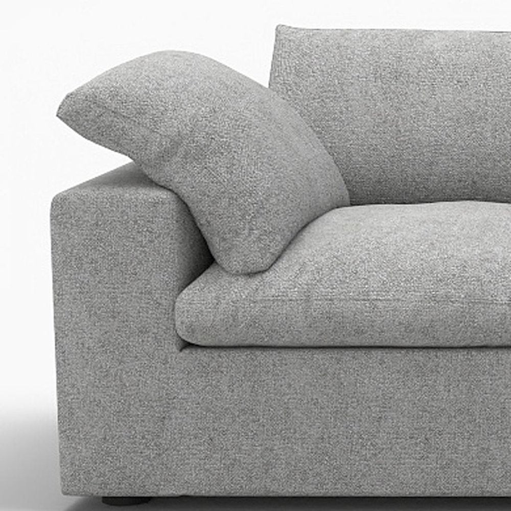 120" White Linen Blend Modular Sofa With Toss Pillows