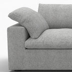 120" White Linen Blend Modular Sofa With Toss Pillows