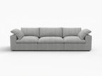 120" White Linen Blend Modular Sofa With Toss Pillows