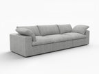 120" White Linen Blend Modular Sofa With Toss Pillows