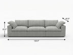 120" White Linen Blend Modular Sofa With Toss Pillows