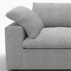 80" White Linen Blend Modular Loveseat and Toss Pillows