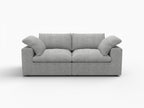 80" White Linen Blend Modular Loveseat and Toss Pillows