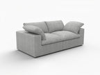 80" White Linen Blend Modular Loveseat and Toss Pillows