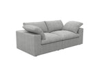 80" White Linen Blend Modular Loveseat and Toss Pillows