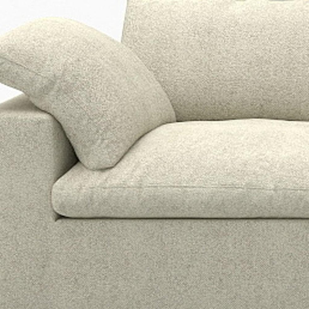 160" White Linen Blend Modular Sofa With Ottoman And Storage