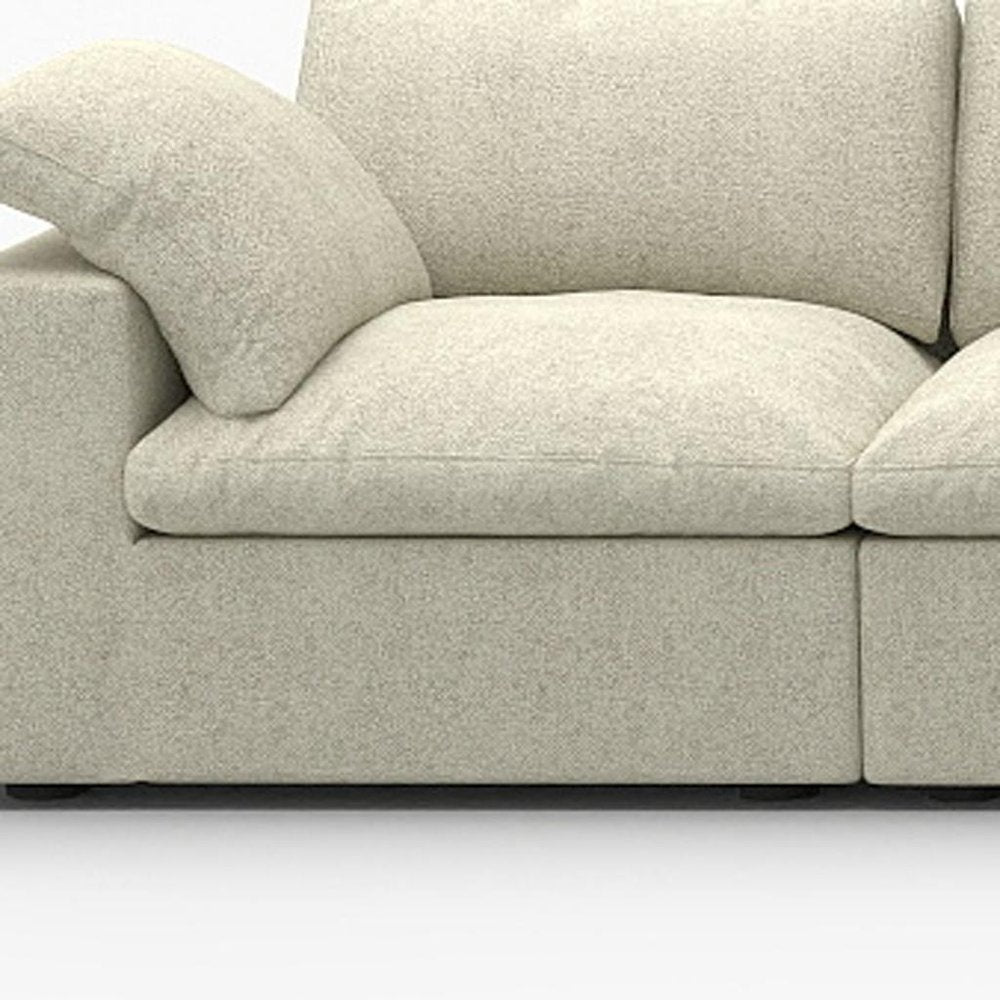 160" White Linen Blend Modular Sofa With Ottoman And Storage