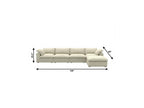 160" White Linen Blend Modular Sofa With Ottoman And Storage