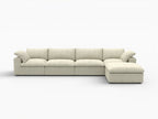 160" White Linen Blend Modular Sofa With Ottoman And Storage