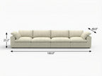 160" White Linen Blend Modular Sofa With Toss Pillows
