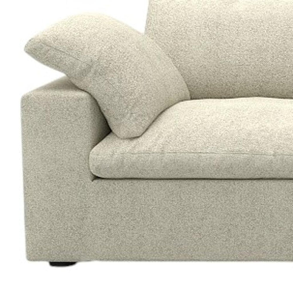 160" White Linen Blend Modular Sofa With Toss Pillows