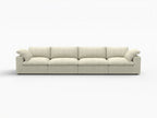 160" White Linen Blend Modular Sofa With Toss Pillows