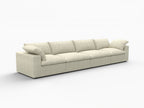 160" White Linen Blend Modular Sofa With Toss Pillows