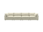 160" White Linen Blend Modular Sofa With Toss Pillows