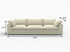 120" White Linen Blend Modular Sofa With Toss Pillows