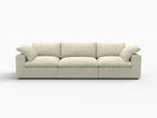 120" White Linen Blend Modular Sofa With Toss Pillows