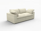 80" White Linen Blend Modular Loveseat and Toss Pillows