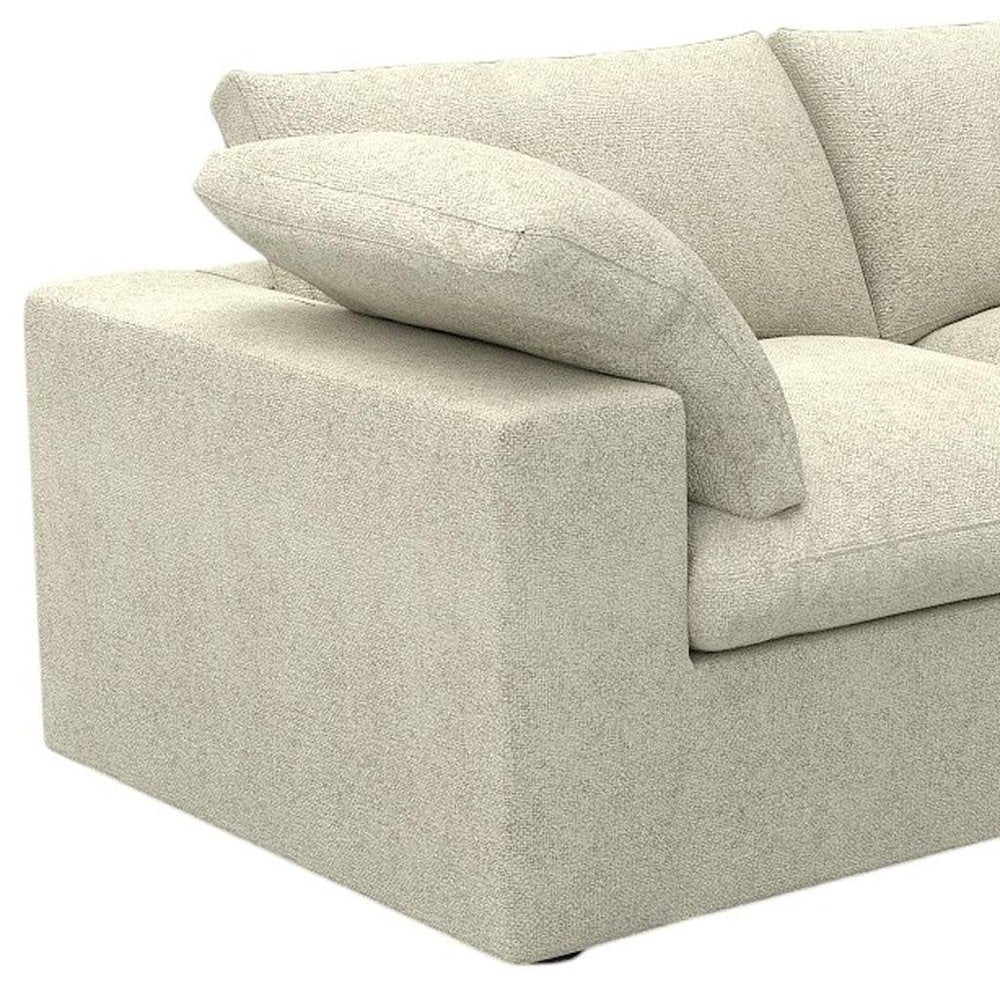 80" White Linen Blend Modular Loveseat and Toss Pillows