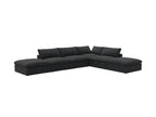 160" Black Linen Blend Modular Armless Sofa With Ottomans And Storage