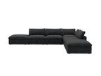 160" Black Linen Blend Modular Armless Sofa With Ottomans And Storage