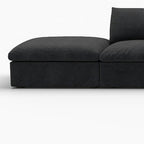 160" Black Linen Blend Modular Armless Sofa With Ottomans And Storage