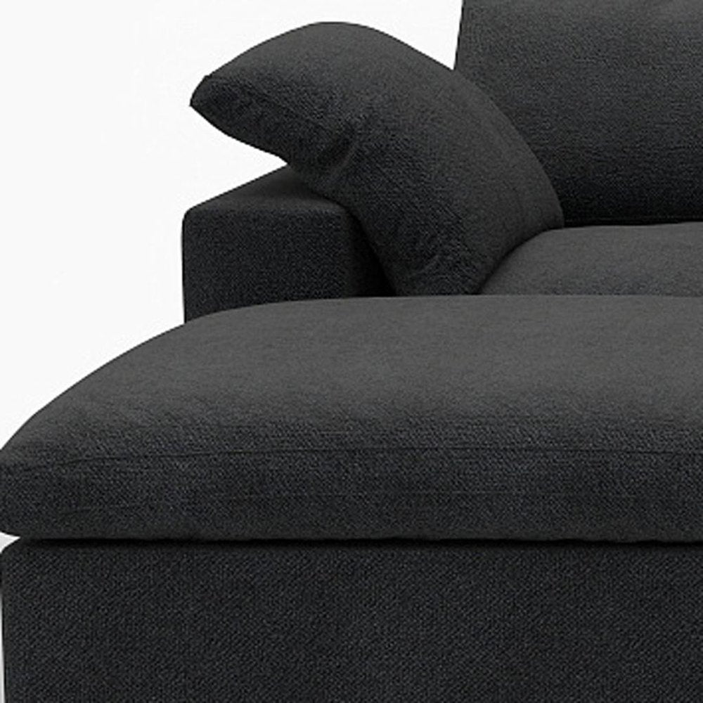 120" Light Gray Linen Blend Modular Universal Sofa With Ottoman And Storage