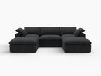 120" Light Gray Linen Blend Modular Universal Sofa With Ottoman And Storage
