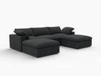 120" Light Gray Linen Blend Modular Universal Sofa With Ottoman And Storage