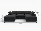 120" Light Gray Linen Blend Modular Universal Sofa With Ottoman And Storage