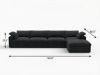 160" White Linen Blend Modular Sofa With Ottoman And Storage