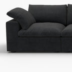 160" White Linen Blend Modular Sofa With Ottoman And Storage