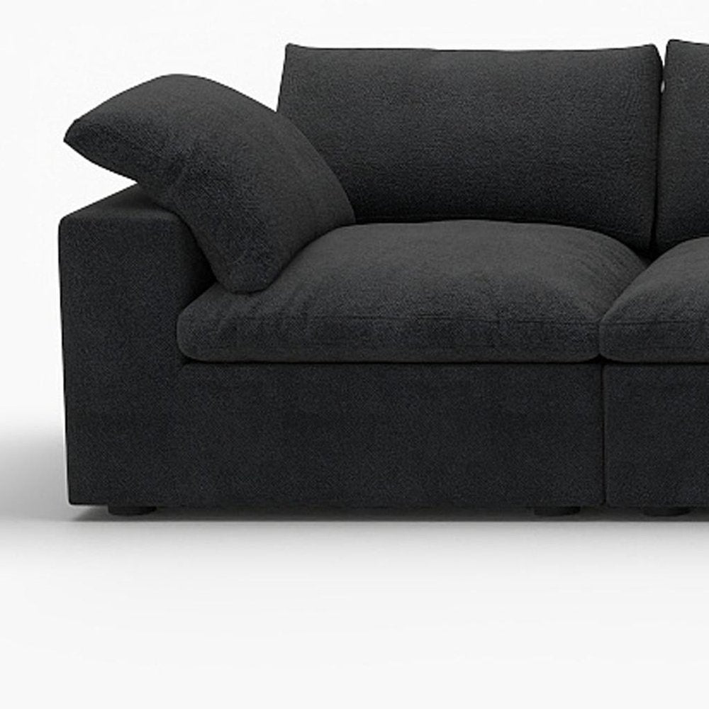 160" White Linen Blend Modular Sofa With Ottoman And Storage