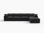 160" White Linen Blend Modular Sofa With Ottoman And Storage