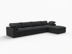 160" White Linen Blend Modular Sofa With Ottoman And Storage