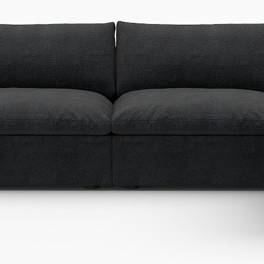 160" White Linen Blend Modular Sofa With Ottoman And Storage