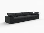 160" White Linen Blend Modular Sofa With Toss Pillows