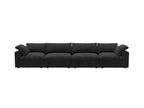 160" White Linen Blend Modular Sofa With Toss Pillows