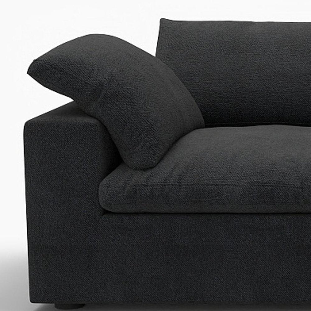 120" White Linen Blend Modular Sofa With Toss Pillows
