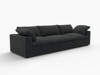 120" White Linen Blend Modular Sofa With Toss Pillows