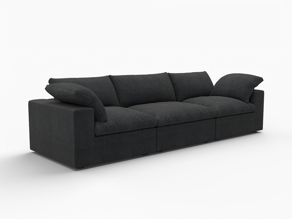 120" White Linen Blend Modular Sofa With Toss Pillows