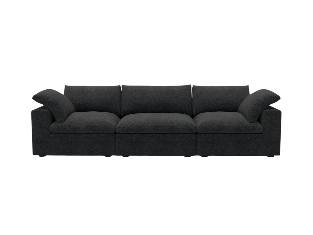 120" White Linen Blend Modular Sofa With Toss Pillows