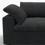 80" White Linen Blend Modular Loveseat and Toss Pillows