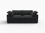80" White Linen Blend Modular Loveseat and Toss Pillows