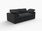 80" White Linen Blend Modular Loveseat and Toss Pillows