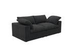 80" White Linen Blend Modular Loveseat and Toss Pillows
