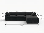 118" Light Gray Linen Blend Modular Sofa With Ottoman And Storage